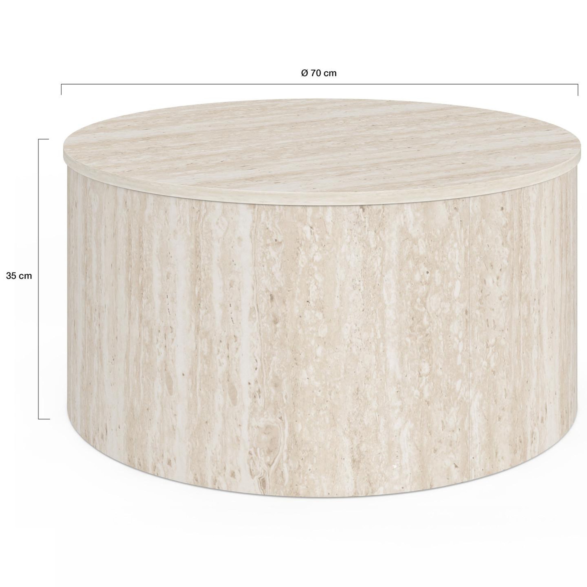Voir la diapositive 4 : ID MARKET Table basse ronde nova 70 cm bois effet travertin