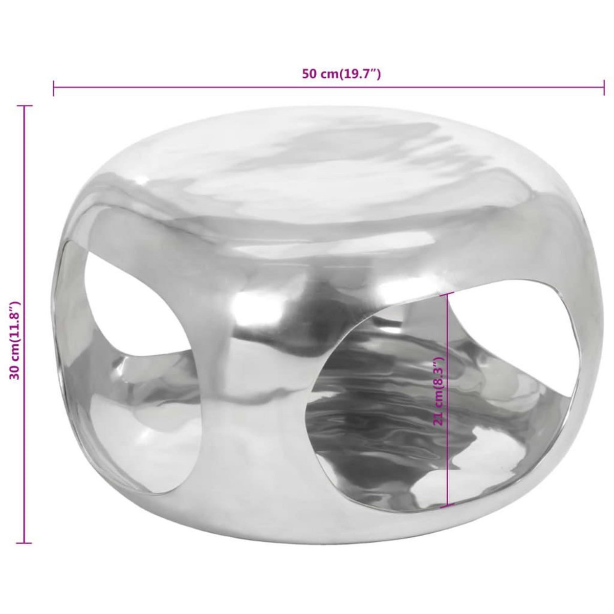 VIDAXL Table basse aluminium 50x50x30 cm argente