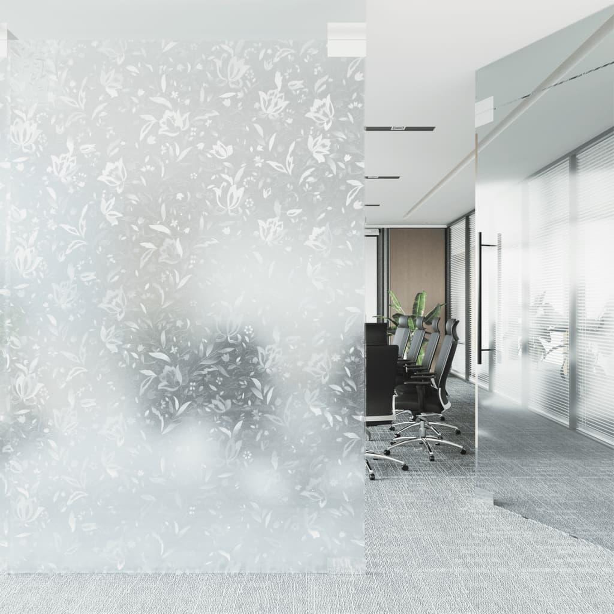 Voir la diapositive 3 : VIDAXL Film pour fenetre depoli motif de fleurs 90x500 cm PVC