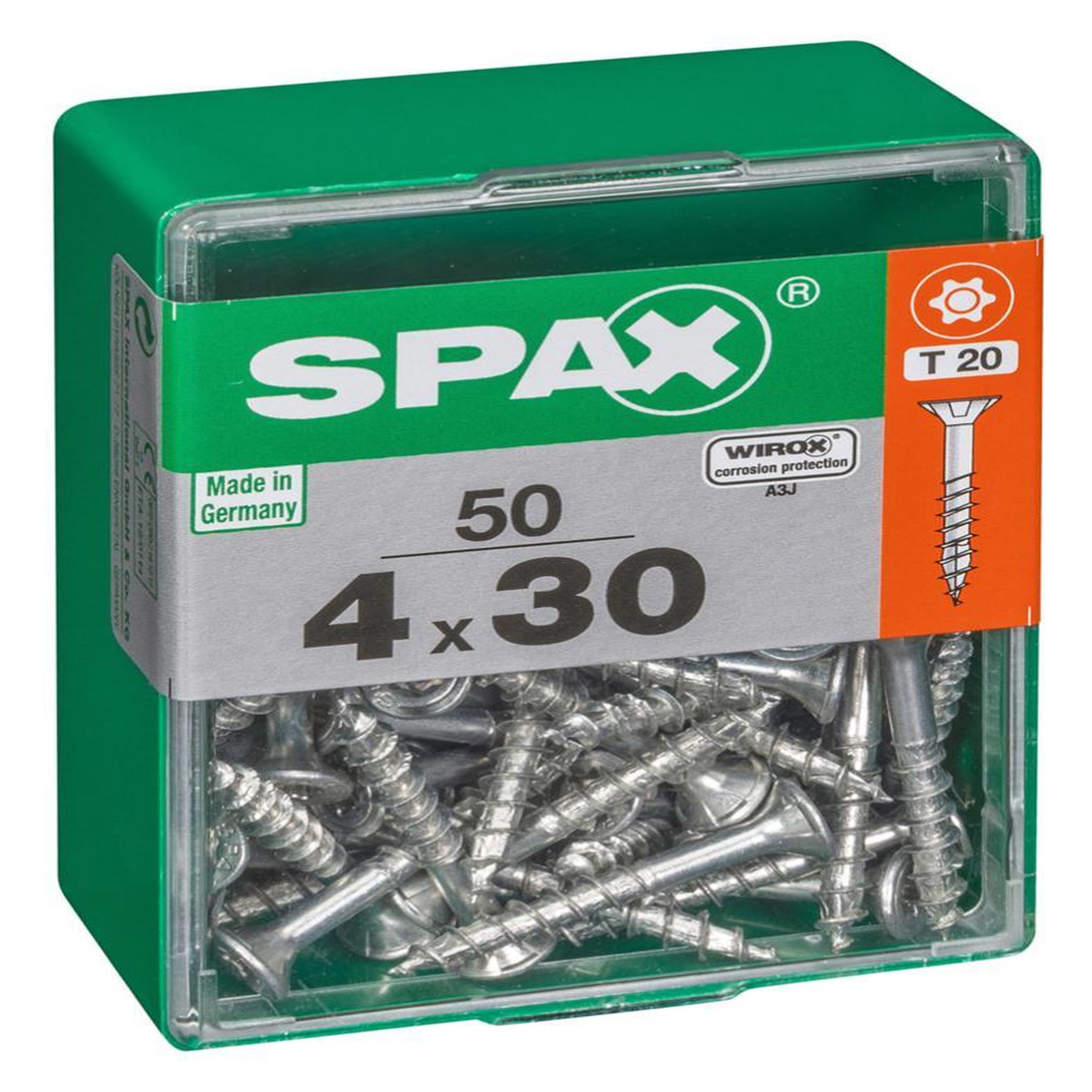 CENTRALE BRICO Lot de 50 vis acier tête autofraisée plate SPAX, Diam.4 mm x L.30 mm