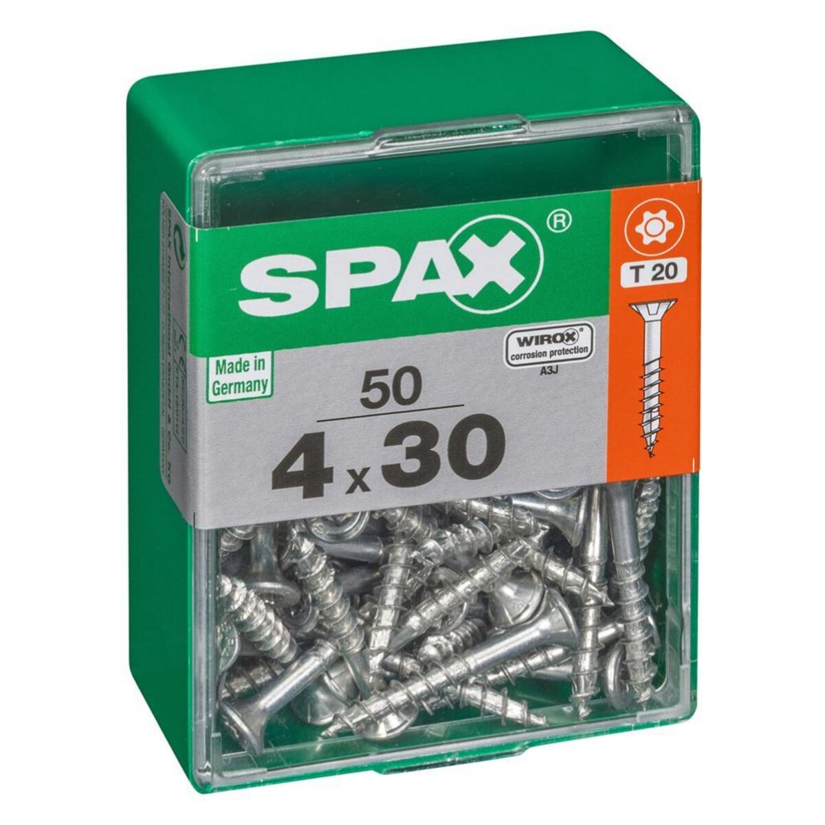 CENTRALE BRICO Lot de 50 vis acier tête autofraisée plate SPAX, Diam.4 mm x L.30 mm