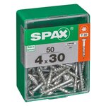 CENTRALE BRICO Lot de 50 vis acier tête autofraisée plate SPAX, Diam.4 mm x L.30 mm