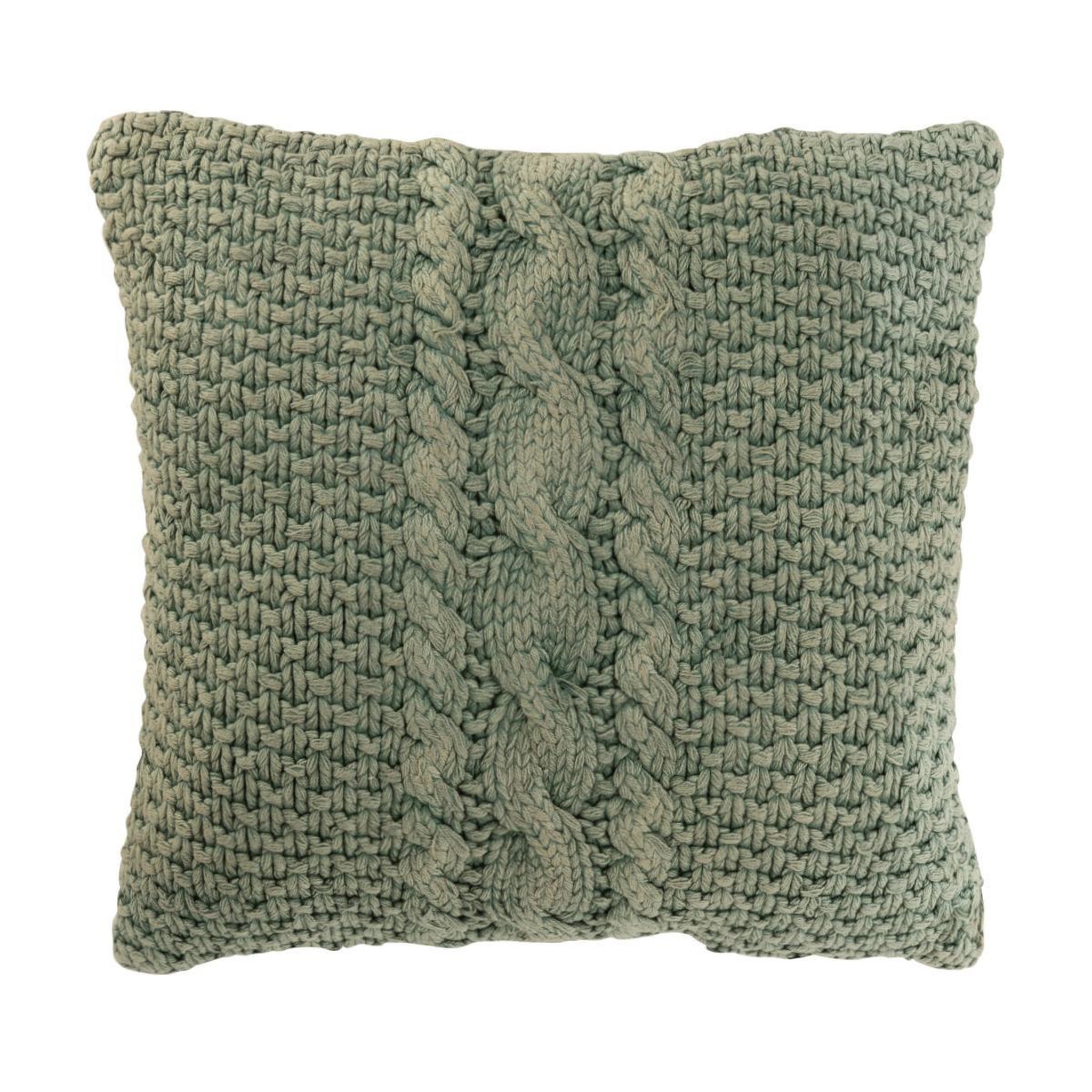 J-LINE Coussin en tricot tressé  helena  50x50cm vert