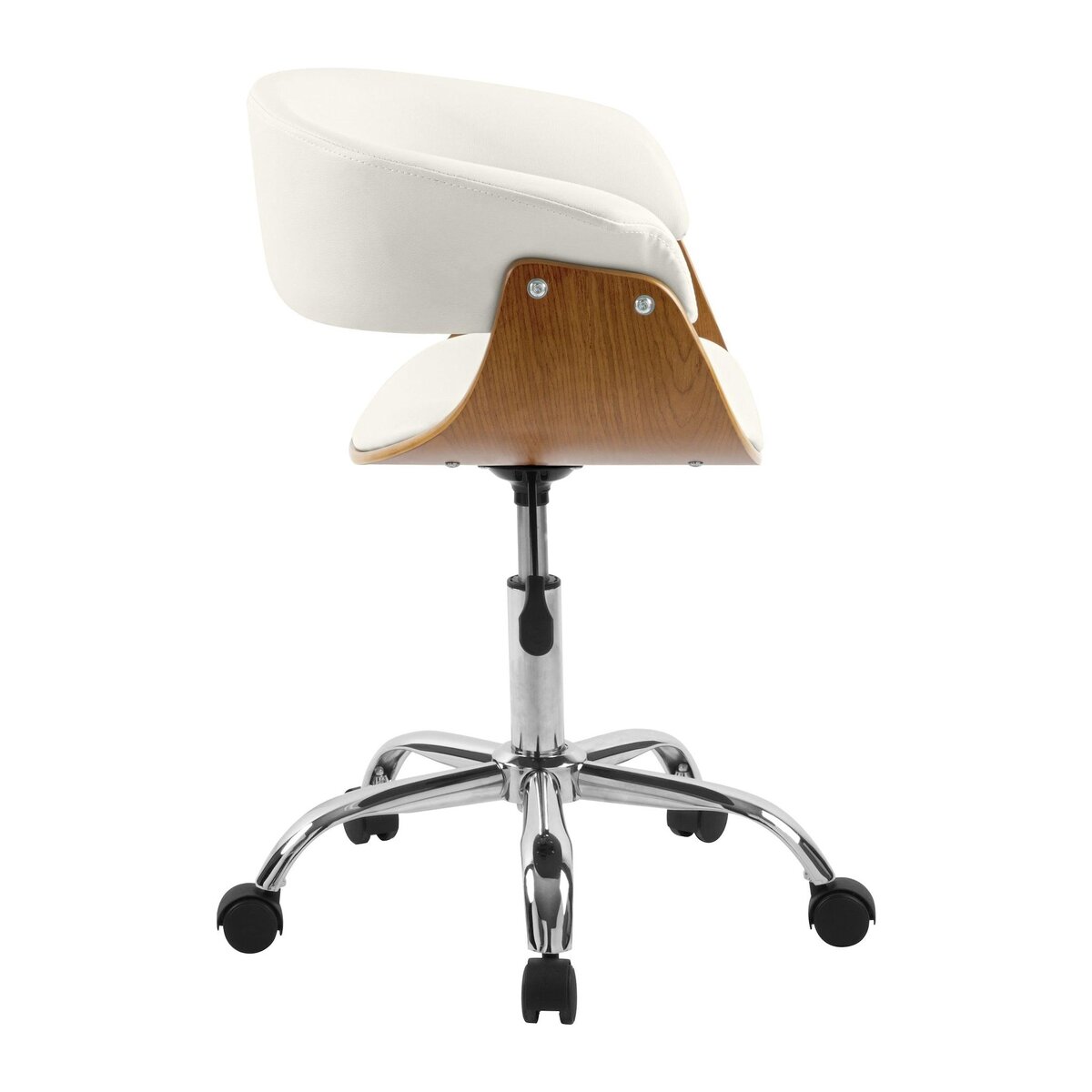 Rendez vous déco Chaise de bureau pivotante sur roulettes en bois et PU noir - Basile