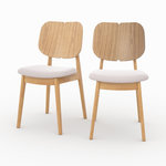 MAISON PAVANE Lot de 2 chaises en bois clair et tissu beige-Clyde