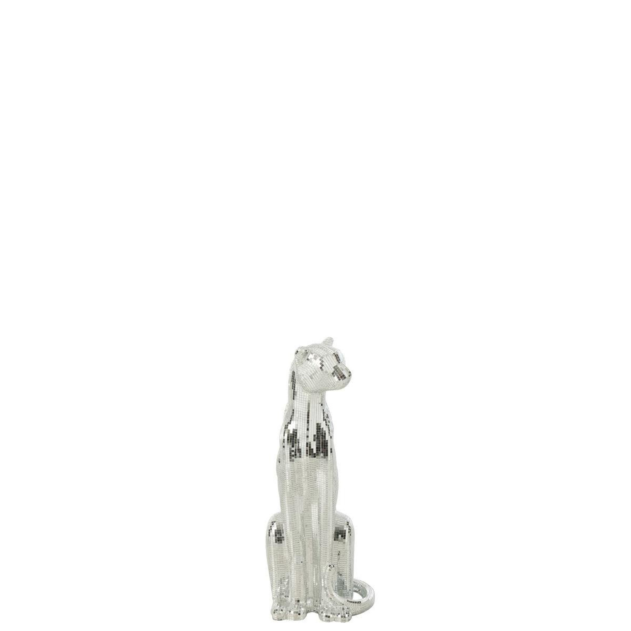 Voir la diapositive 2 : J-LINE Statue déco léopard  disco  62cm argent