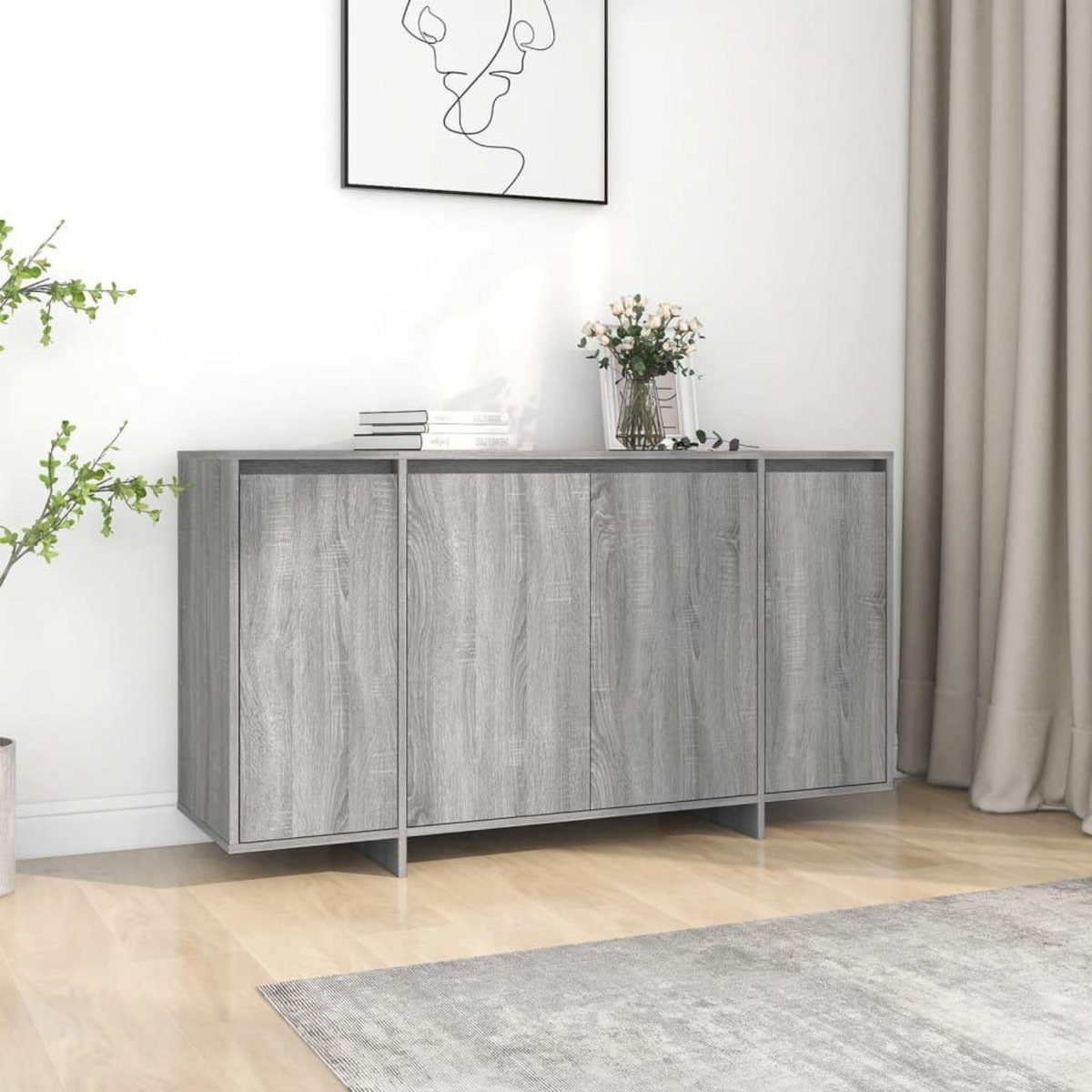 VIDAXL Buffet Sonoma gris 135x41x75 cm Bois d'ingenierie