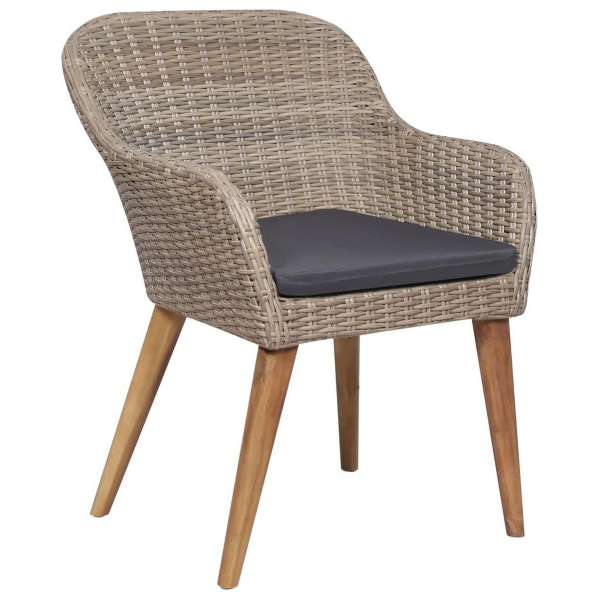 VIDAXL Chaises d'exterieur et coussins lot de 2 Resine tressee Marron