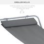 Voir la diapositive 4 : HOMCOM Bain de soleil transat de jardin bascule hamac 212L x 130l x 60H cm gris