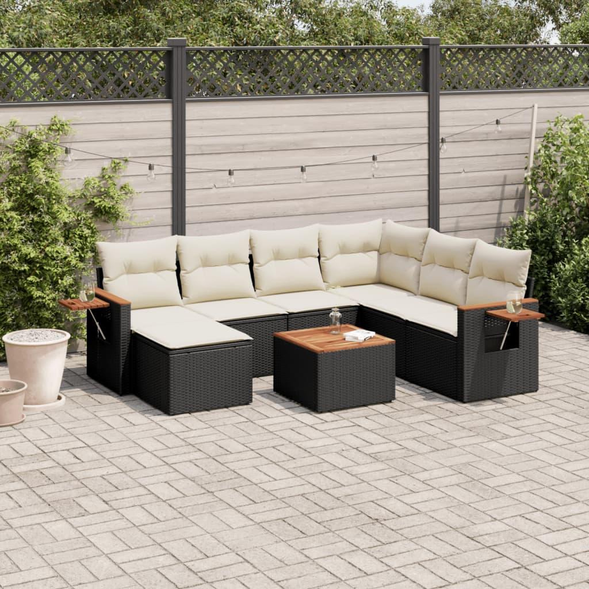 VIDAXL Salon de jardin 8 pcs avec coussins noir resine tressee