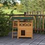 Voir la diapositive 6 : PAWHUT Maison lodge chat chien - niche villa avec terrasse, escalier, toit - 77 x 50 x 73 cm - bois pin pré-huilé