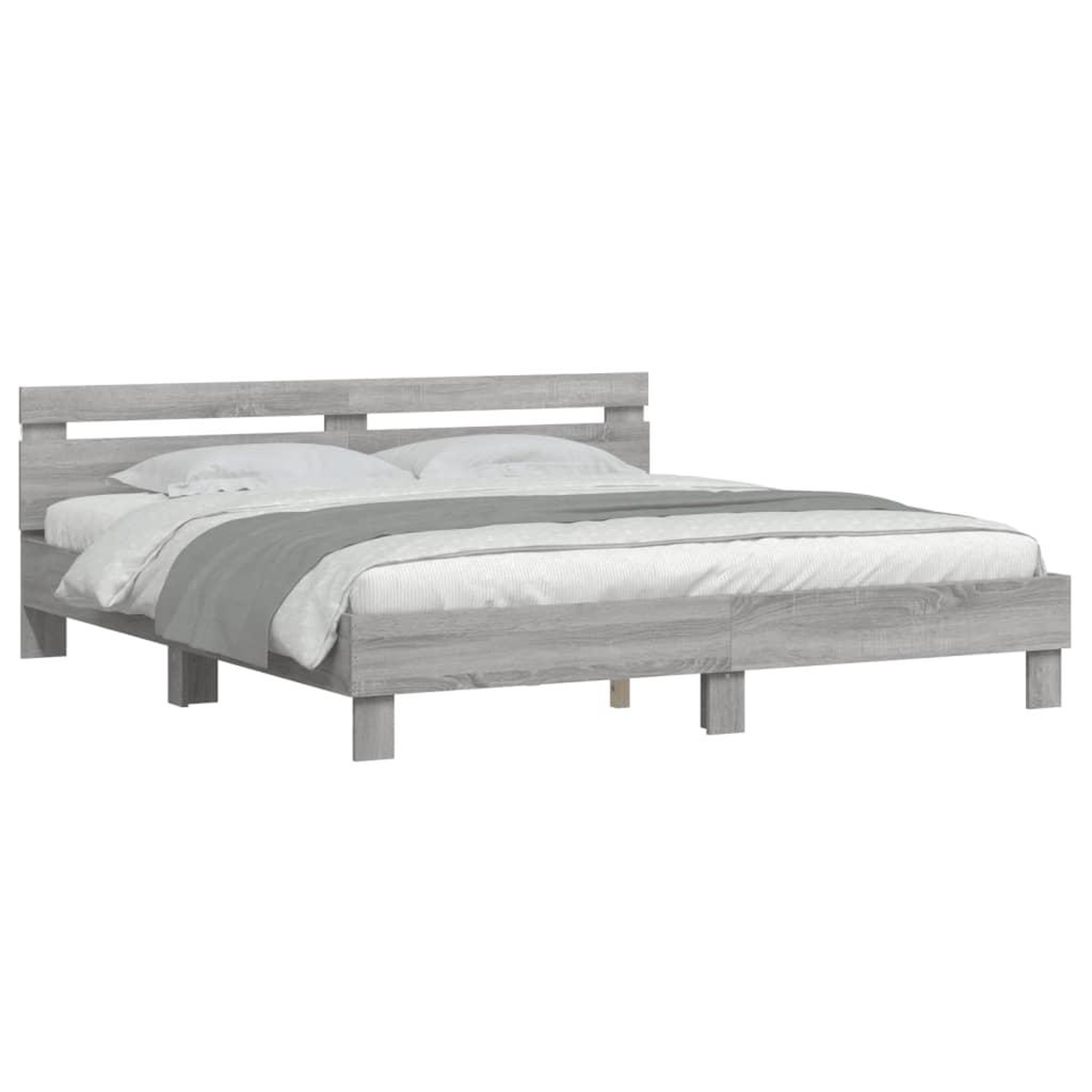 Voir la diapositive 3 : VIDAXL Cadre de lit avec LED sans matelas sonoma gris 180x200 cm
