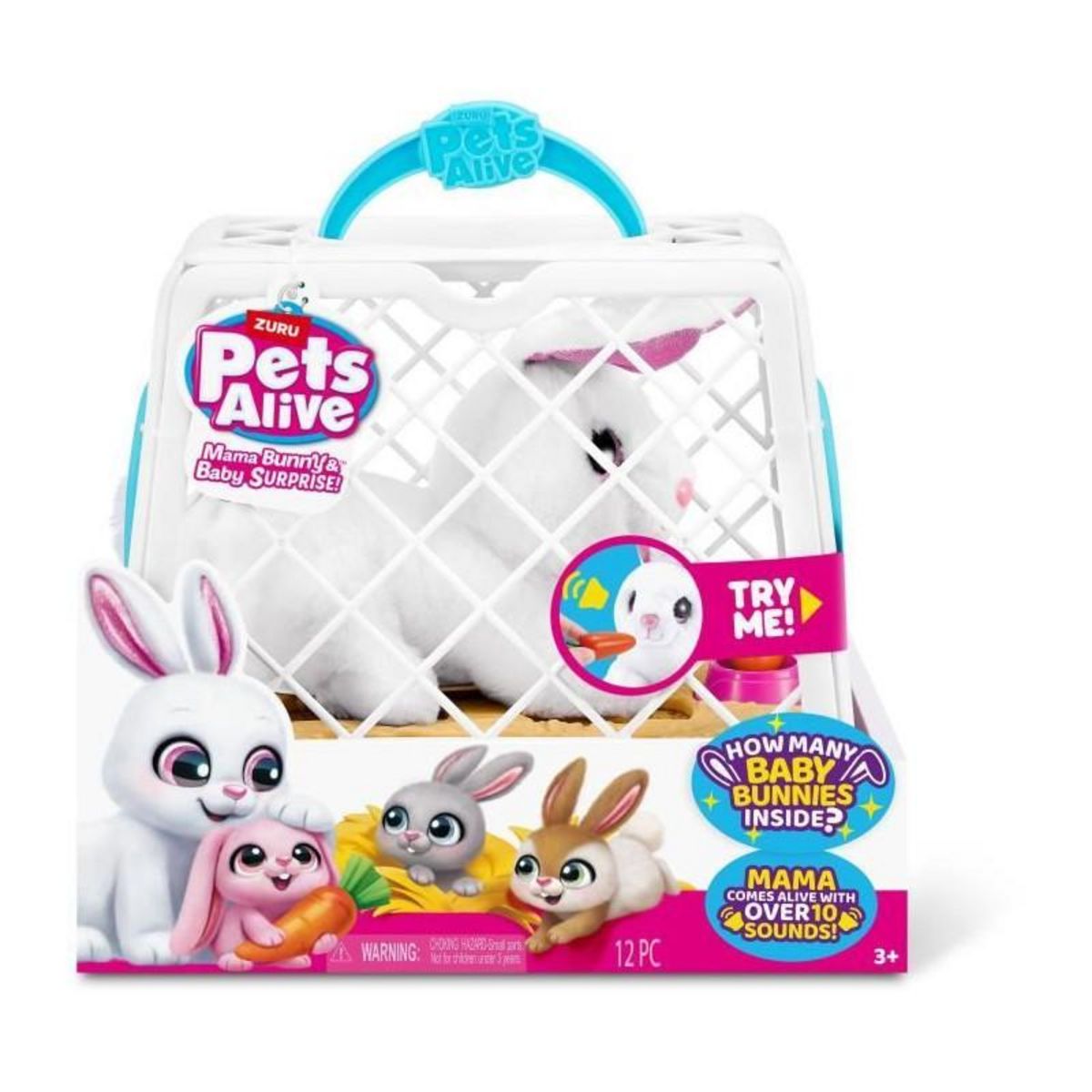 ZURU Jeu interactif - ZURU - PETS ALIVE Mama Bunny & Baby - Lapin sonore - 10 sons - Bébés surprises