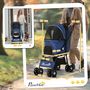 Voir la diapositive 3 : PAWHUT Poussette pliable pour chien chat - 4 roues doubles, 2 freins, attache, coussin inclus - acier Oxford bleu