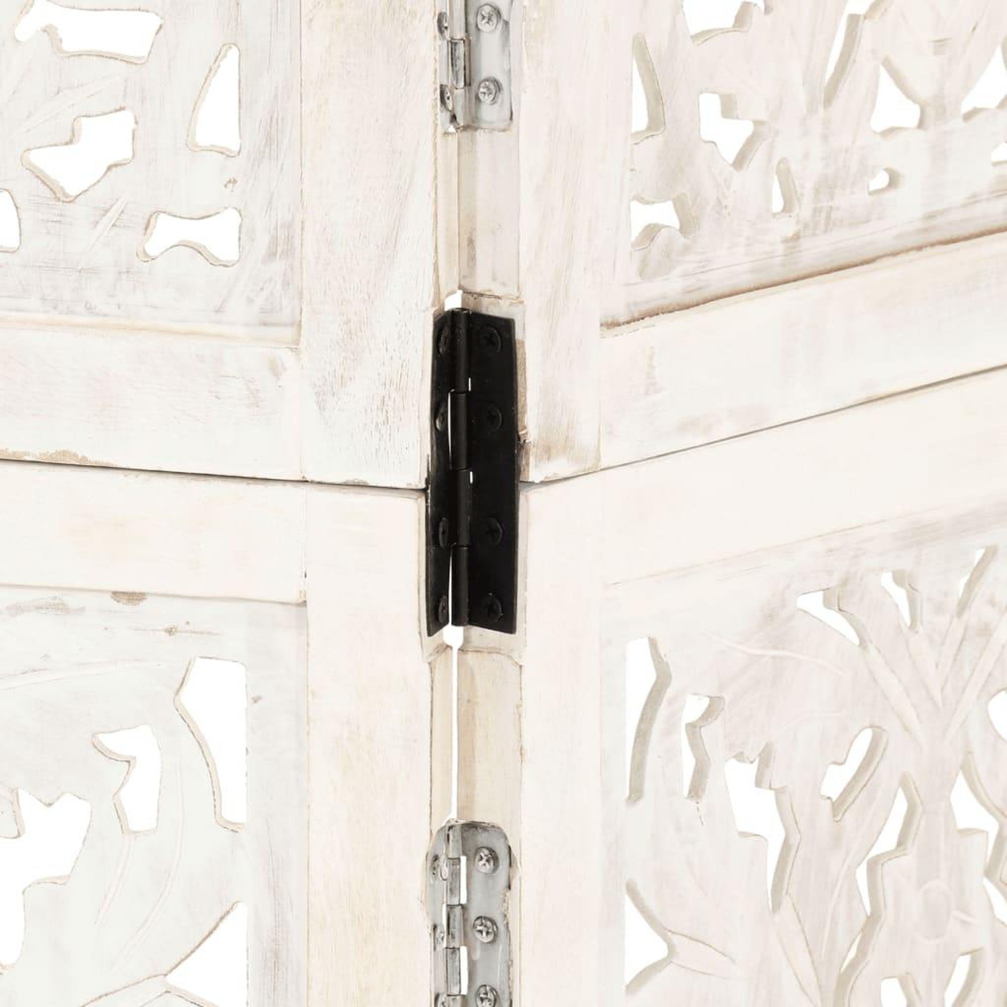 Voir la diapositive 4 : VIDAXL Cloison de separation 3 panneaux Blanc 120x165 cm Bois manguier