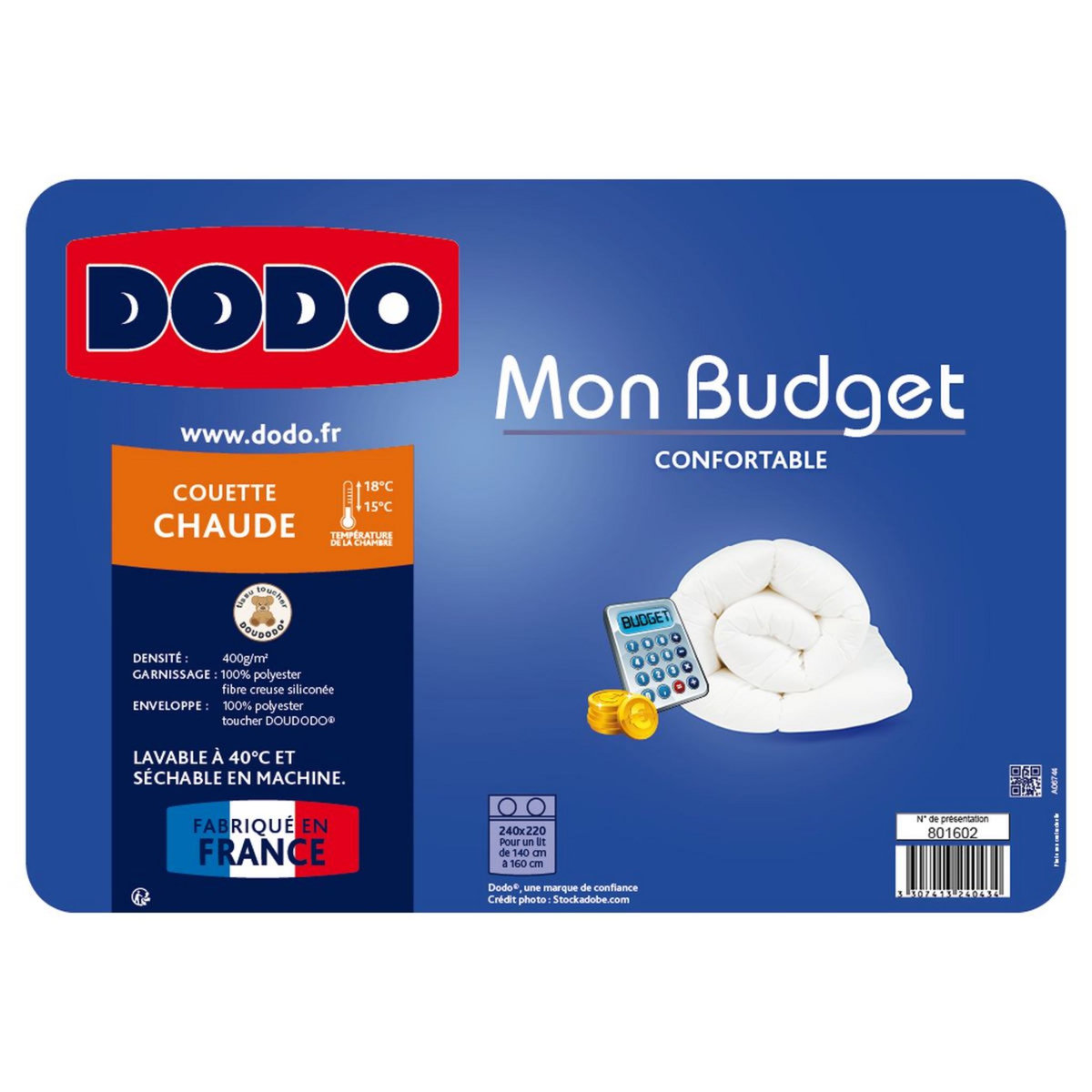 DODO Couette chaude confortable en polyester 400 g/m² MON BUDGET