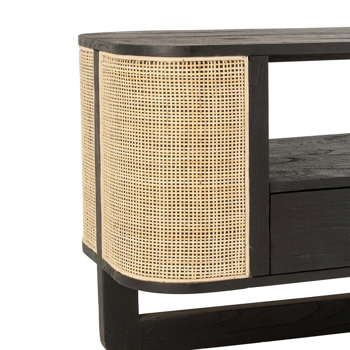 Paris Prix Meuble TV en Rotin  Molly  140cm Noir & Beige