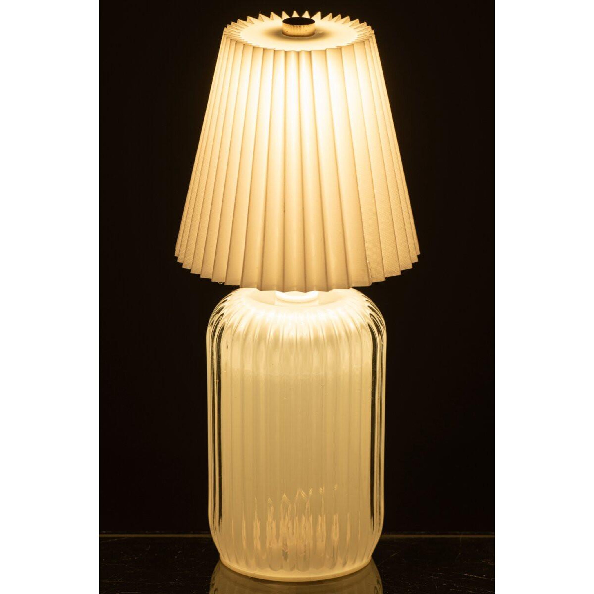Voir la diapositive 4 : J-LINE Lampe à poser led  lola  24cm blanc cassé