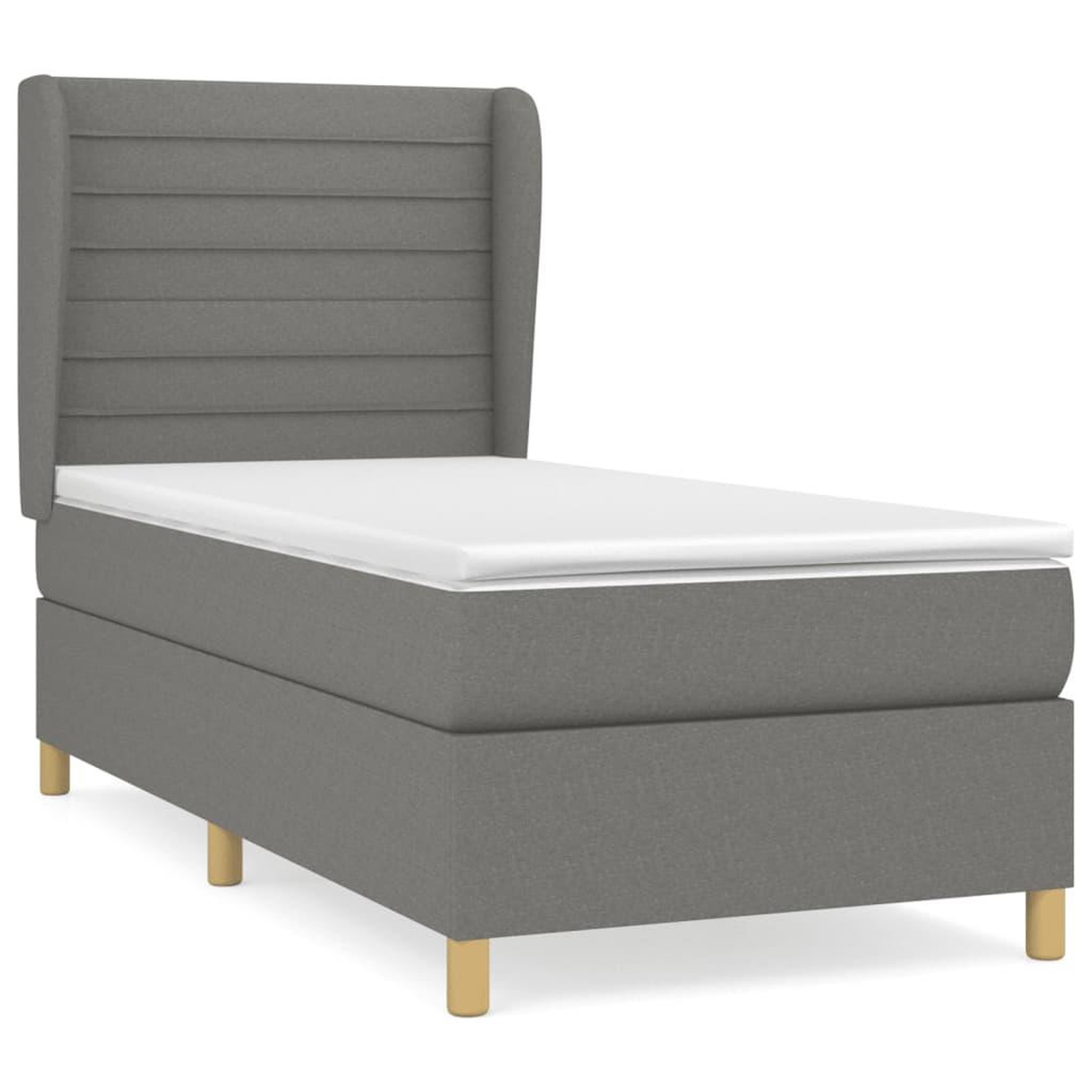 Voir la diapositive 2 : VIDAXL Sommier a lattes de lit avec matelas Gris fonce 80x200 cm Tissu