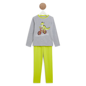 Pyjama Enfant Garçon - Motif Dinosaure, Taille 1 à 5 Ans - Ensemble Haut Et Pantalon Coton