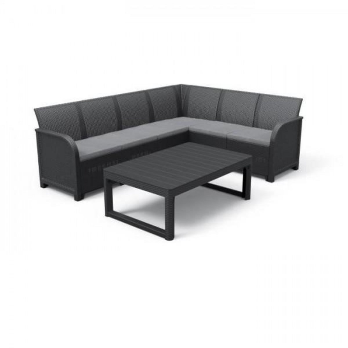 ALLIBERT by KETER Salon de jardin avec table basse 2 en 1 - en résine - Allibert by KETER - 6 personnes - SanRemo - Gris graphite