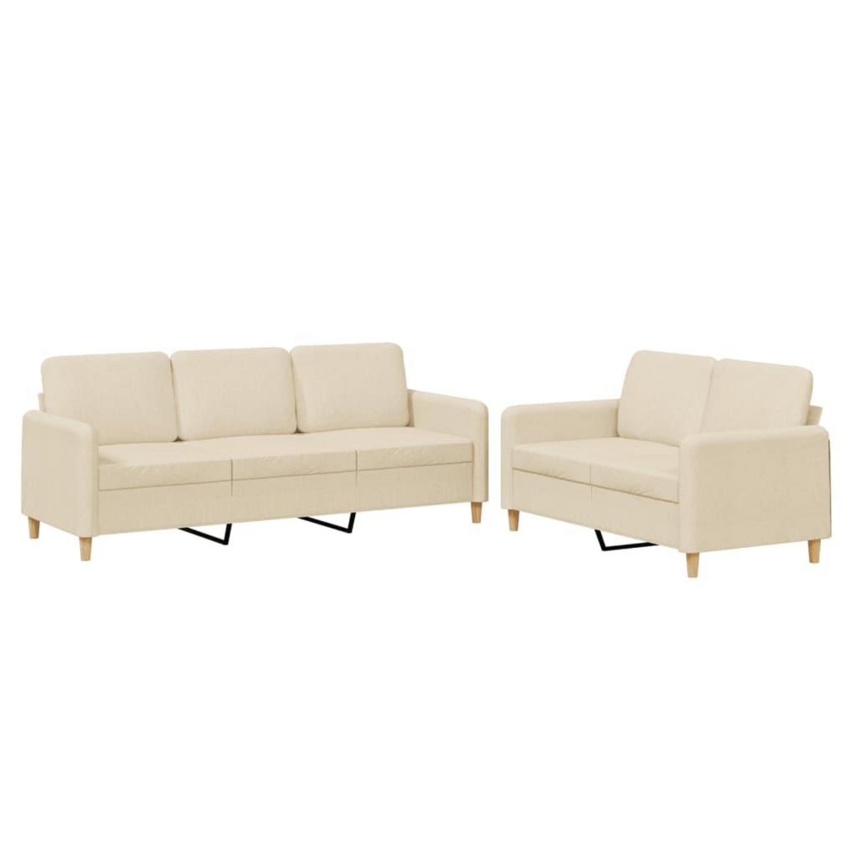 VIDAXL Ensemble de canapes 2 pcs avec coussins Creme Tissu
