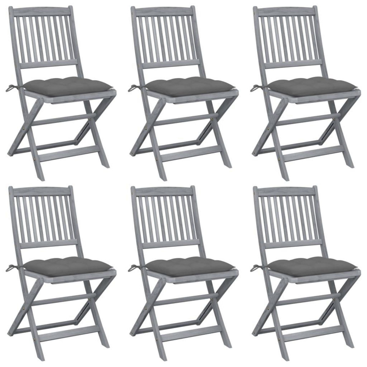 VIDAXL Chaises pliables d'exterieur lot de 6 et coussins Bois d'acacia