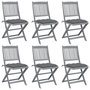 Voir la diapositive 1 : VIDAXL Chaises pliables d'exterieur lot de 6 et coussins Bois d'acacia