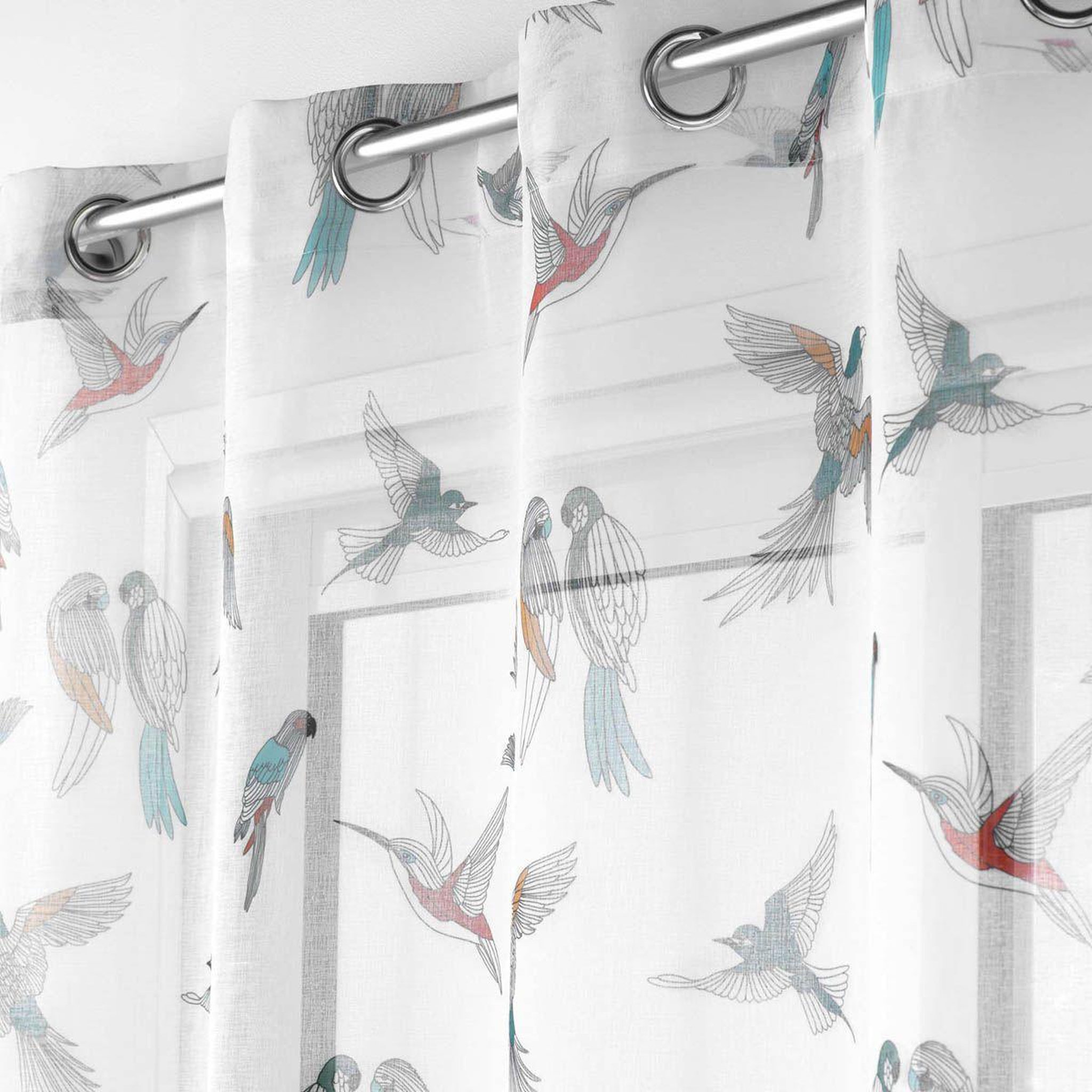 Voir la diapositive 2 : Douceur d'Intérieur Rideau voilage à œillets imprimé  envolia  140x240cm blanc