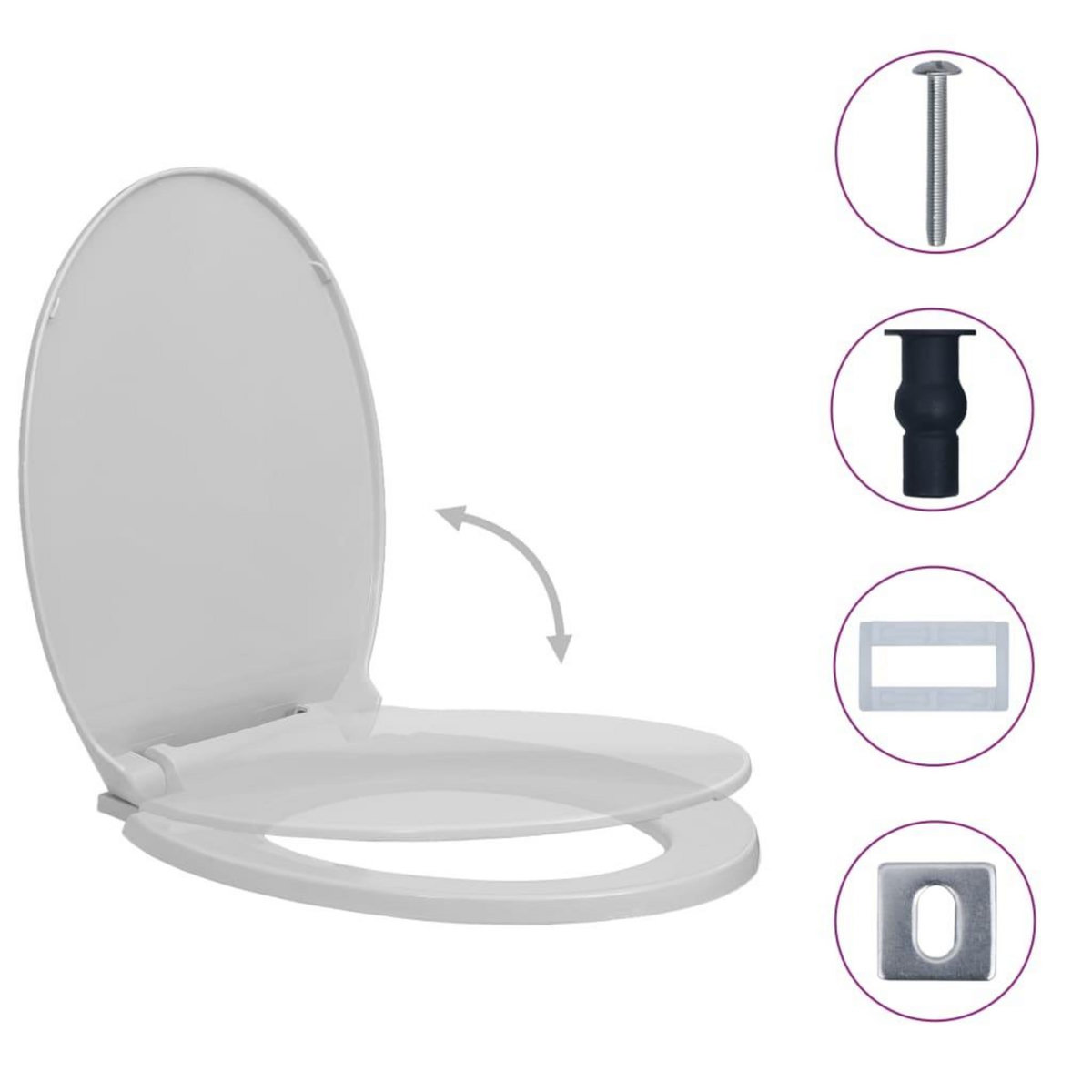 VIDAXL Siege de toilette a fermeture en douceur Gris clair Ovale