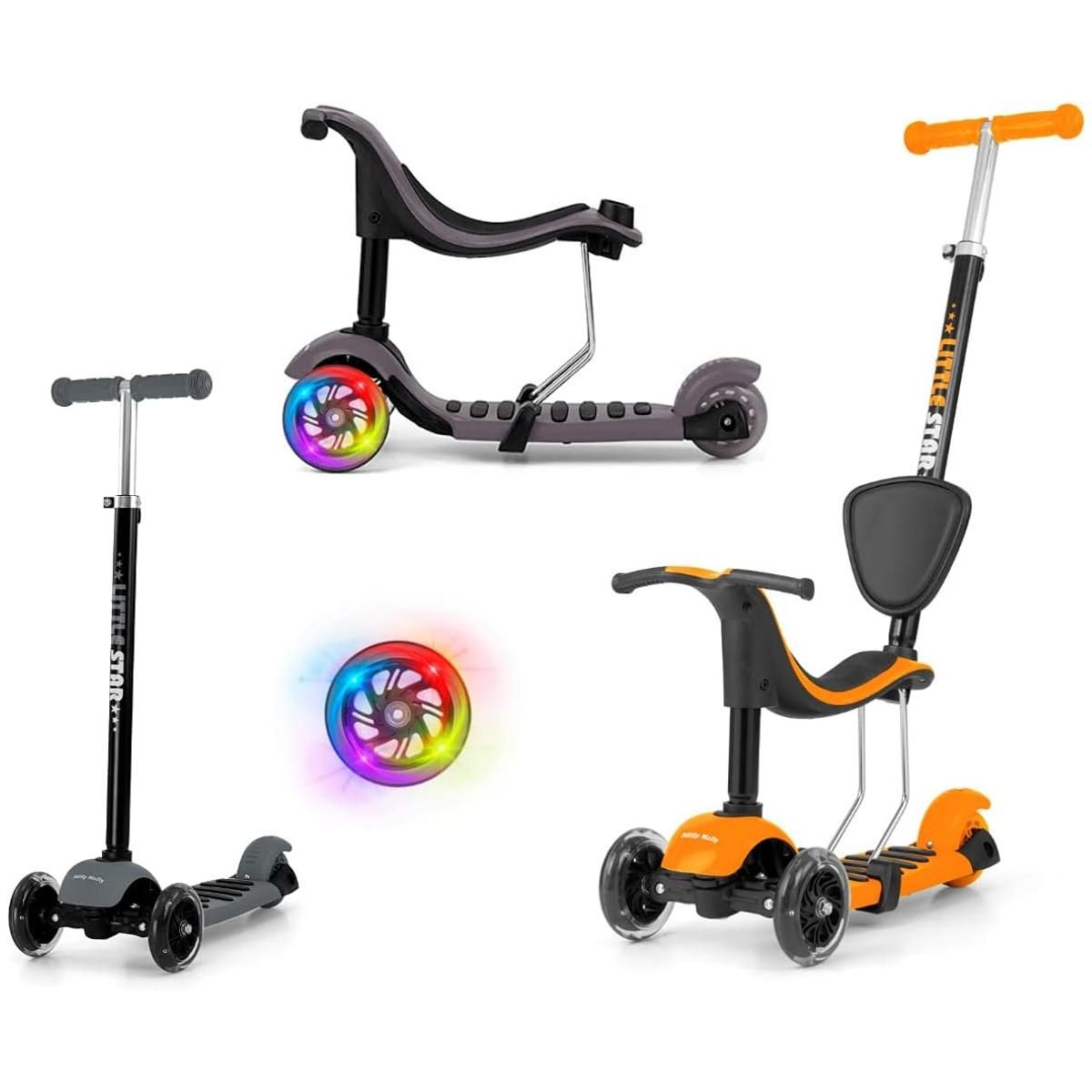 MILLY MALLY Porteur Trottinette 3 en 1 Little Star Orange pour Enfants