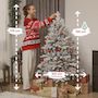 Voir la diapositive 3 : HOMCOM Sapin de Noël artificiel enneigé H.150cm 768 branches grand réalisme support métal pliable vert blanc