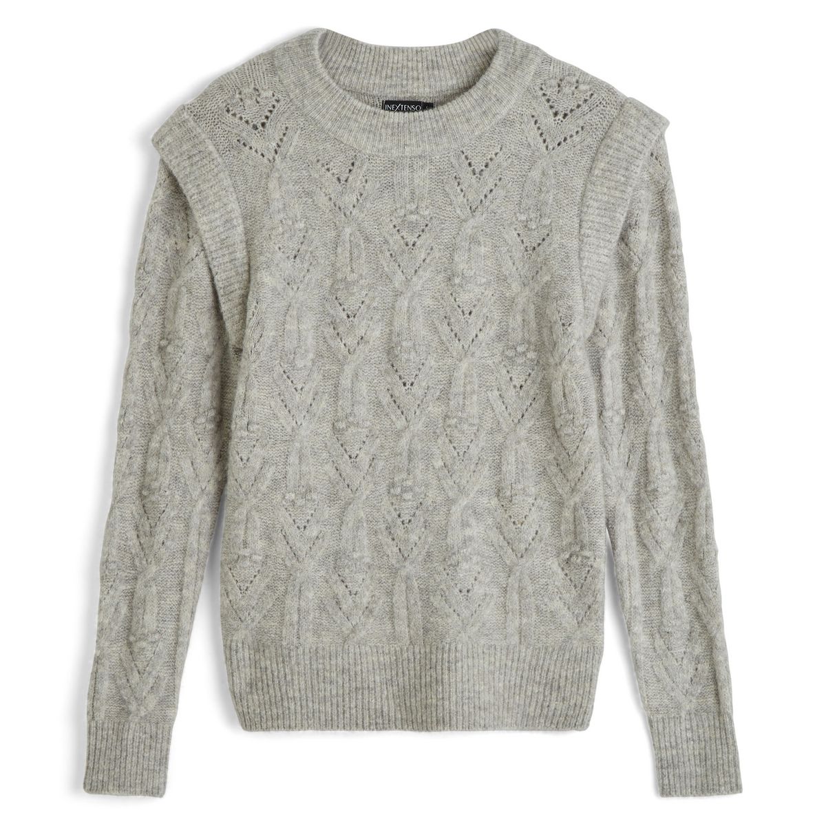IN EXTENSO Pull gris en maille avec perles femme