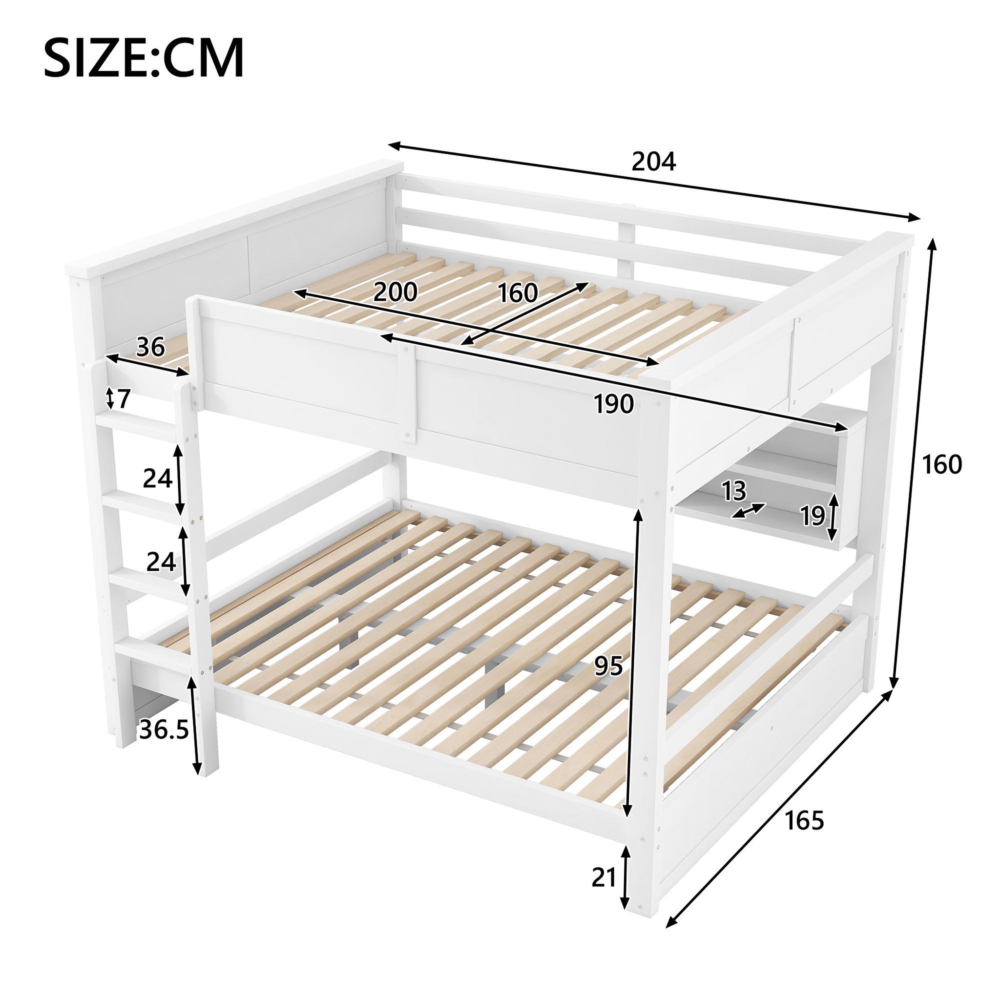 Voir la diapositive 3 : MERAX Lit superposé 160x200 cm coloris blanc led pin