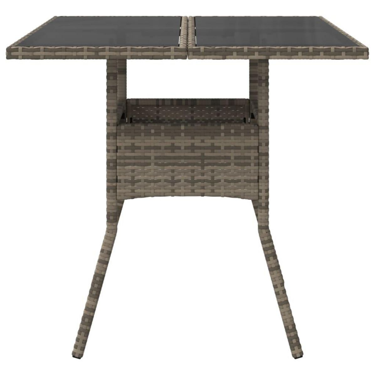 VIDAXL Table de jardin dessus en verre gris 80x80x75 cm resine tressee