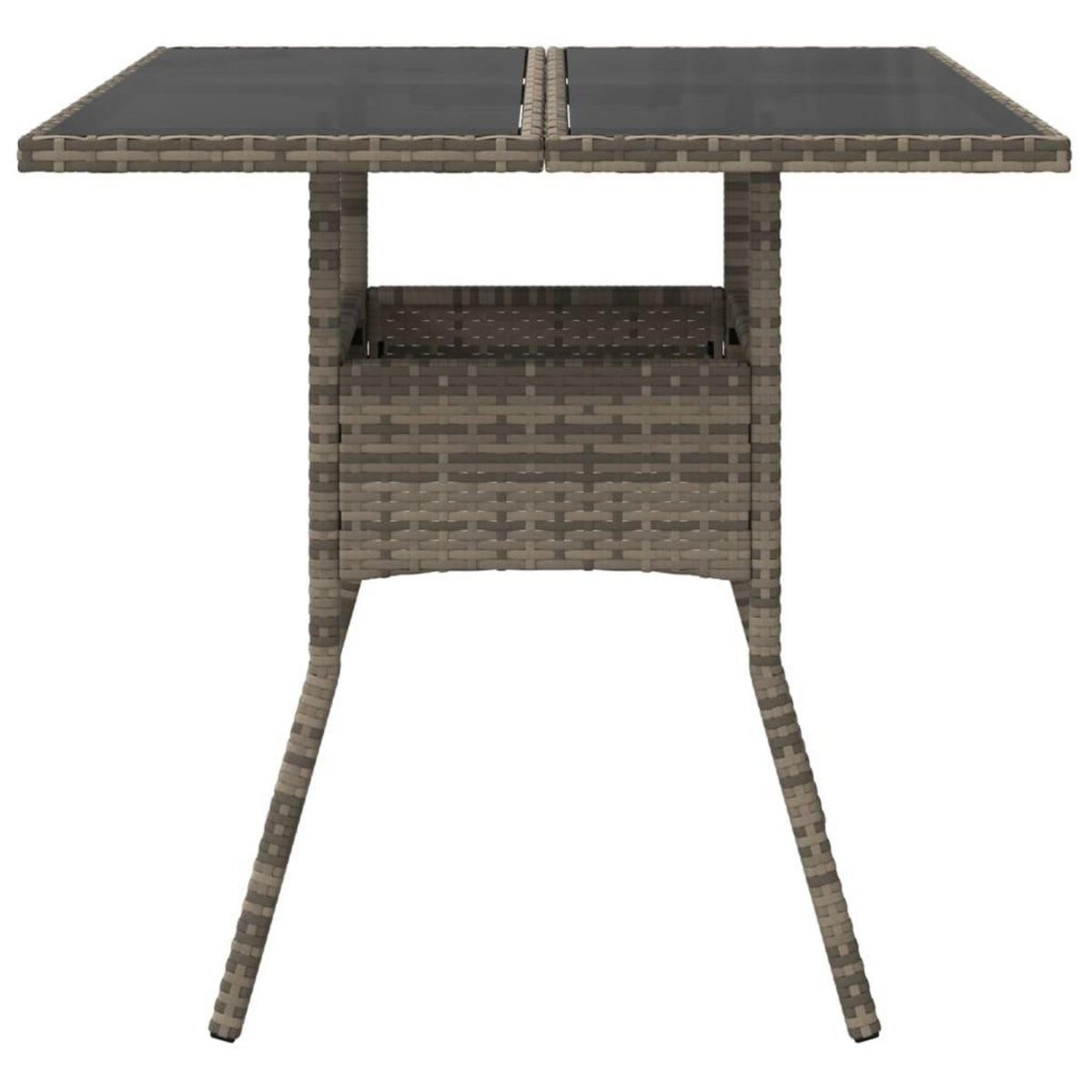 VIDAXL Table de jardin dessus en verre gris 80x80x75 cm resine tressee