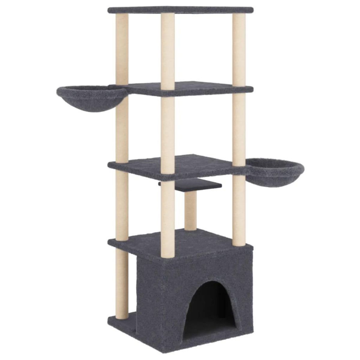 VIDAXL Arbre a chat avec griffoirs en sisal gris fonce 147 cm