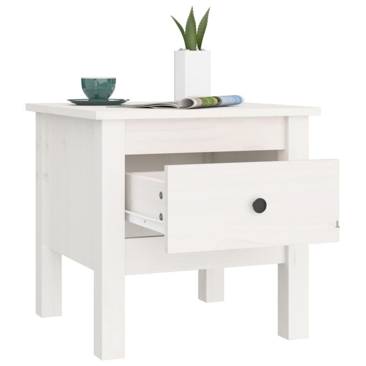 VIDAXL Table d'appoint Blanc 40x40x39 cm Bois massif de pin