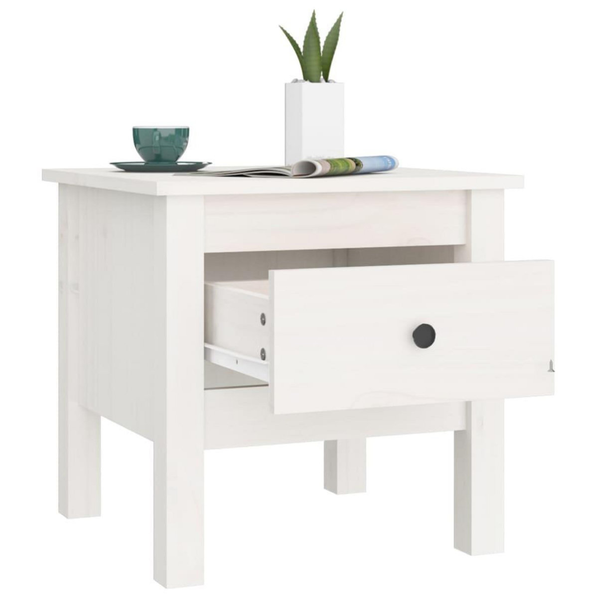 VIDAXL Table d'appoint Blanc 40x40x39 cm Bois massif de pin