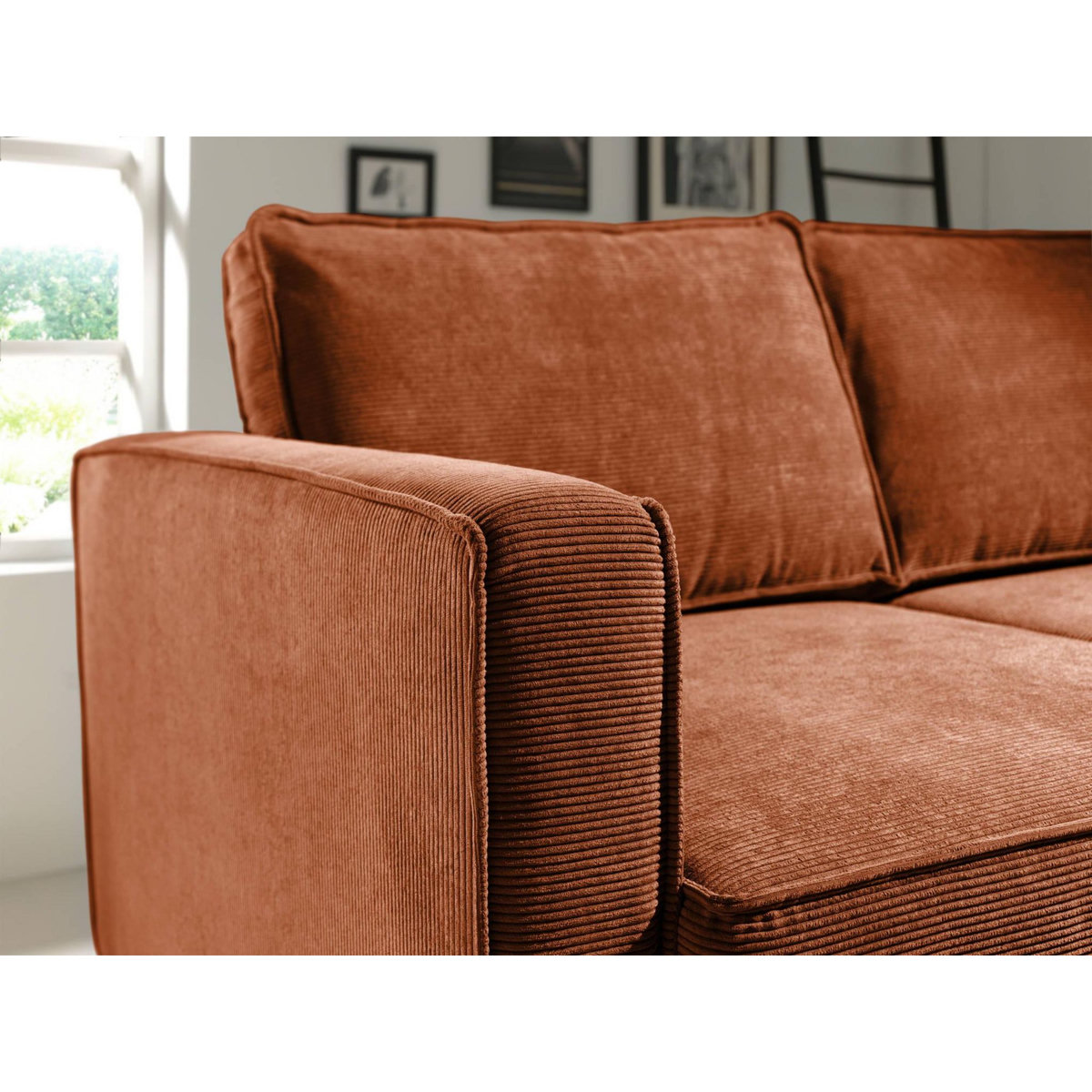 LISA DESIGN Jake - canapé d'angle droit - convertible avec coffre - 4 places - en velours côtelé