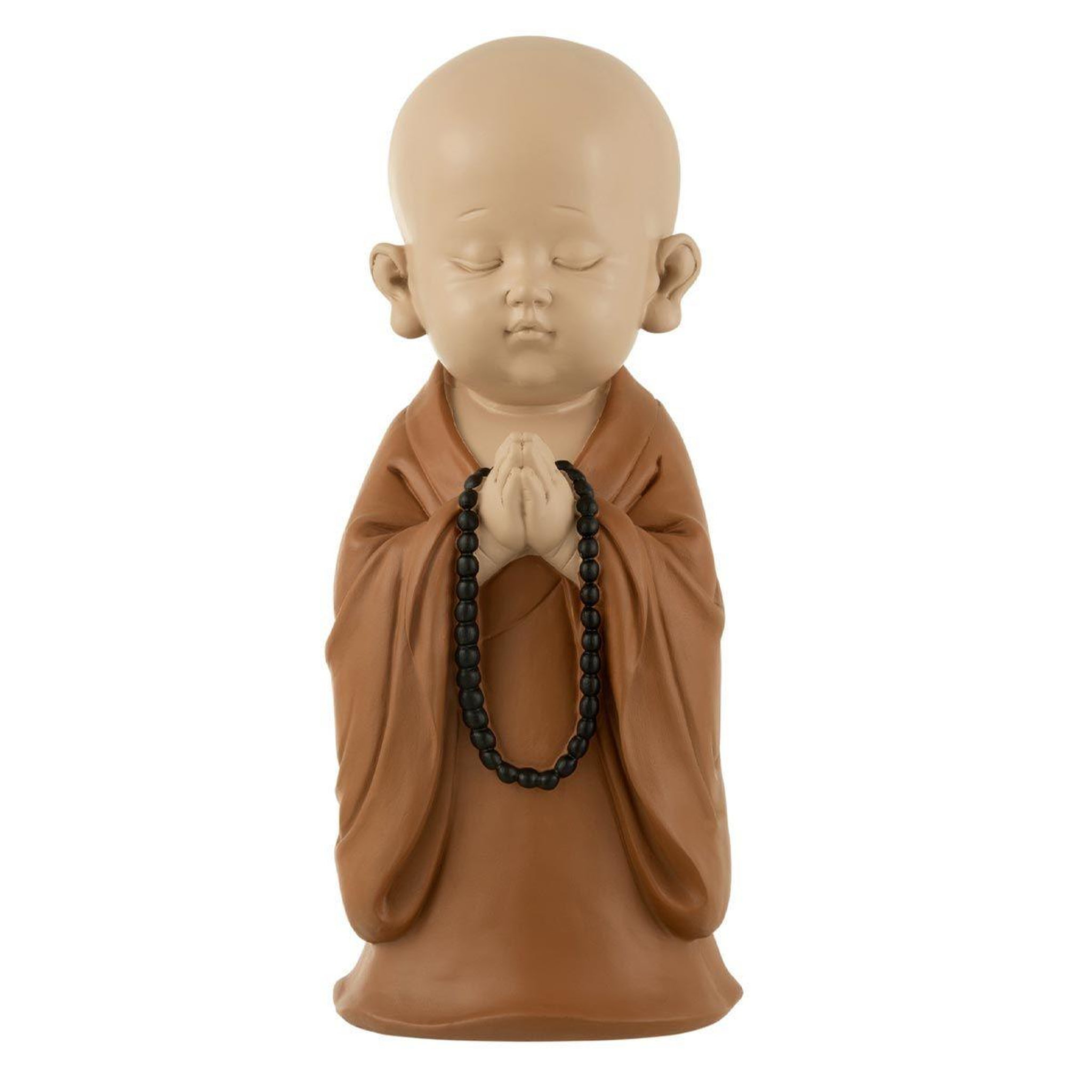 J-LINE Statuette Déco  Moine Collier  32cm Marron