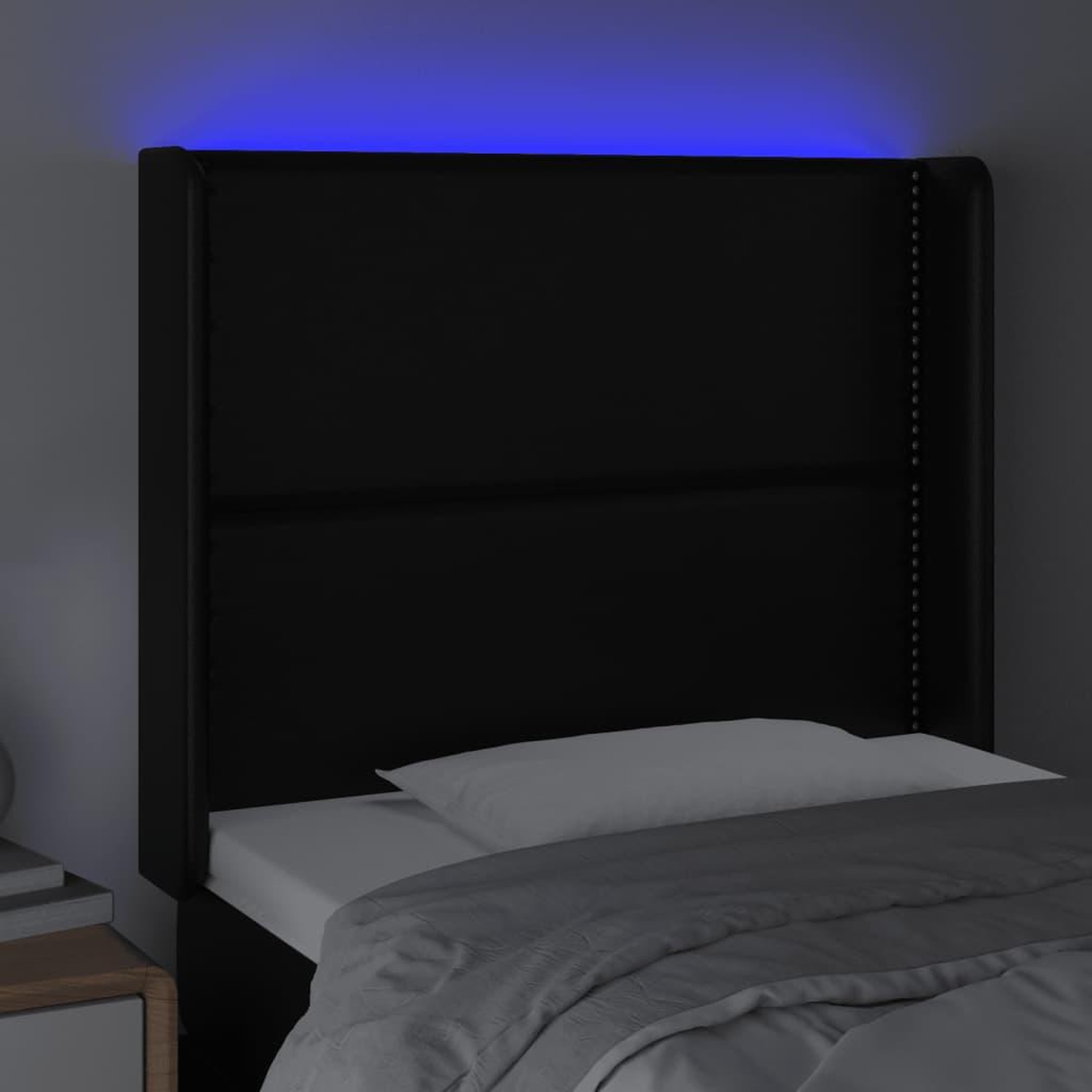 Voir la diapositive 4 : VIDAXL Tete de lit a LED Noir 93x16x118/128 cm Similicuir