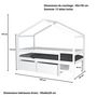Voir la diapositive 4 : Lit cabane bois massif 90x190 cm avec 2 tiroirs sommier barrière et échelle ELIO