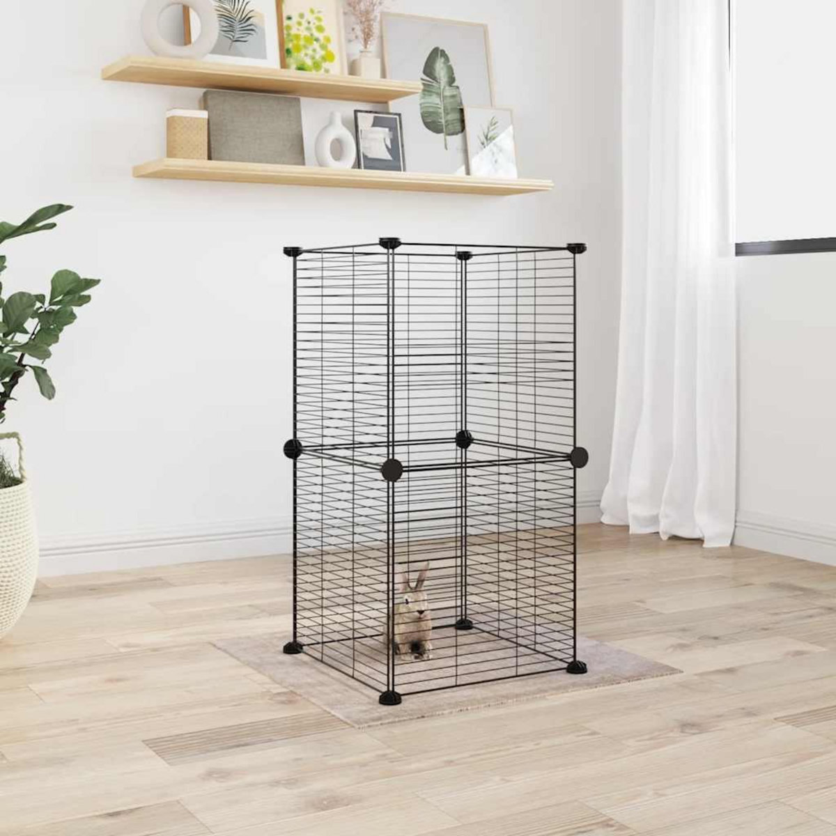 VIDAXL Cage animaux de compagnie a 8 panneaux Noir 35x35 cm Acier
