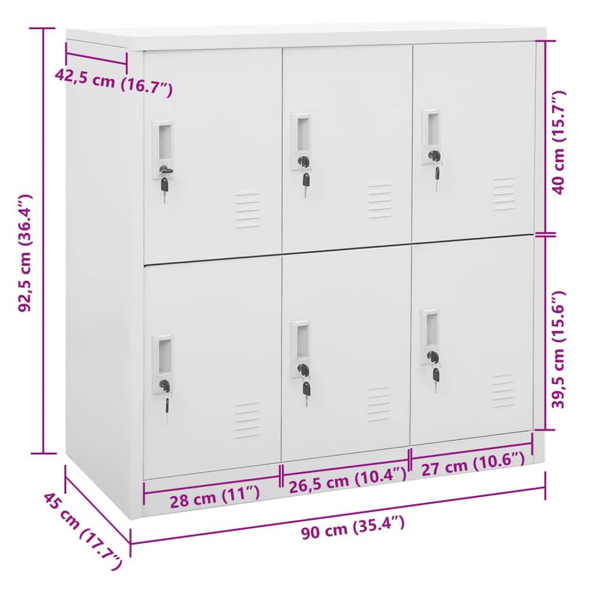 Voir la diapositive 6 : VIDAXL Armoire a casiers Gris clair 90x45x92,5 cm Acier