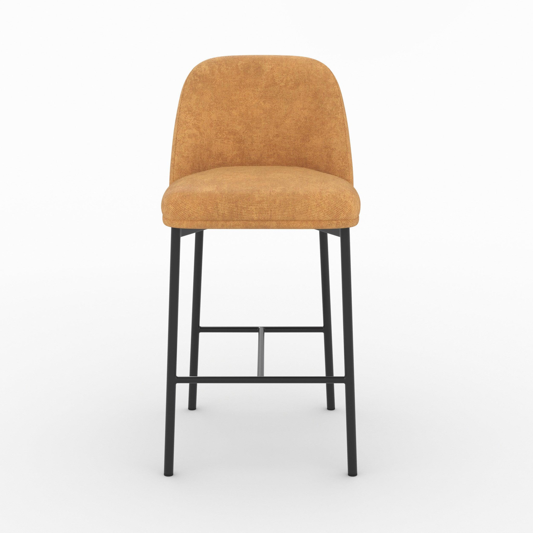 Voir la diapositive 6 : MAISON PAVANE Lot de 2 chaises pour îlot central 67 cm en tissu jaune moutarde-noah