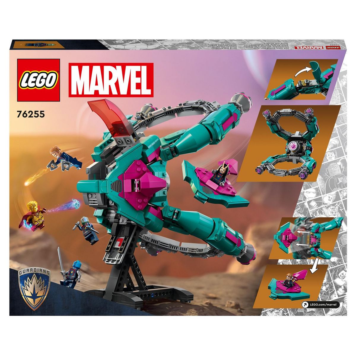 LEGO Marvel 76255 Le Nouveau Vaisseau des Gardiens Volume 3, Jouet Navette Spatial des Gardiens de la Galaxie avec Minifigurines Mantis, Drax & Star-Lord, Cadeau Super-Héros