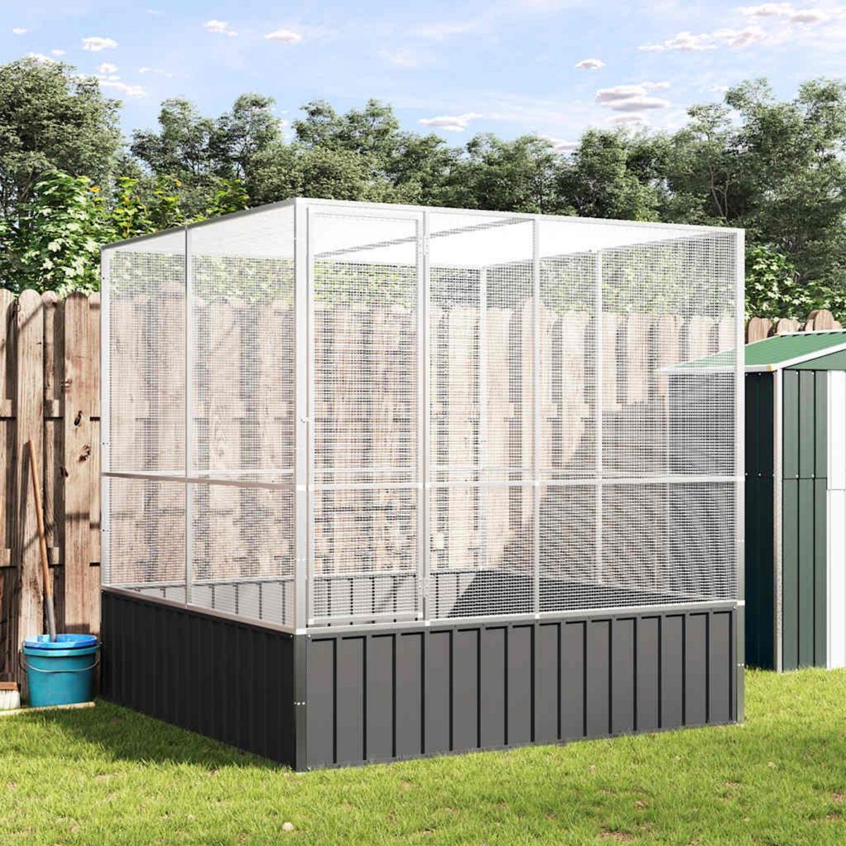 VIDAXL Voliere argente 211x207x212 cm acier