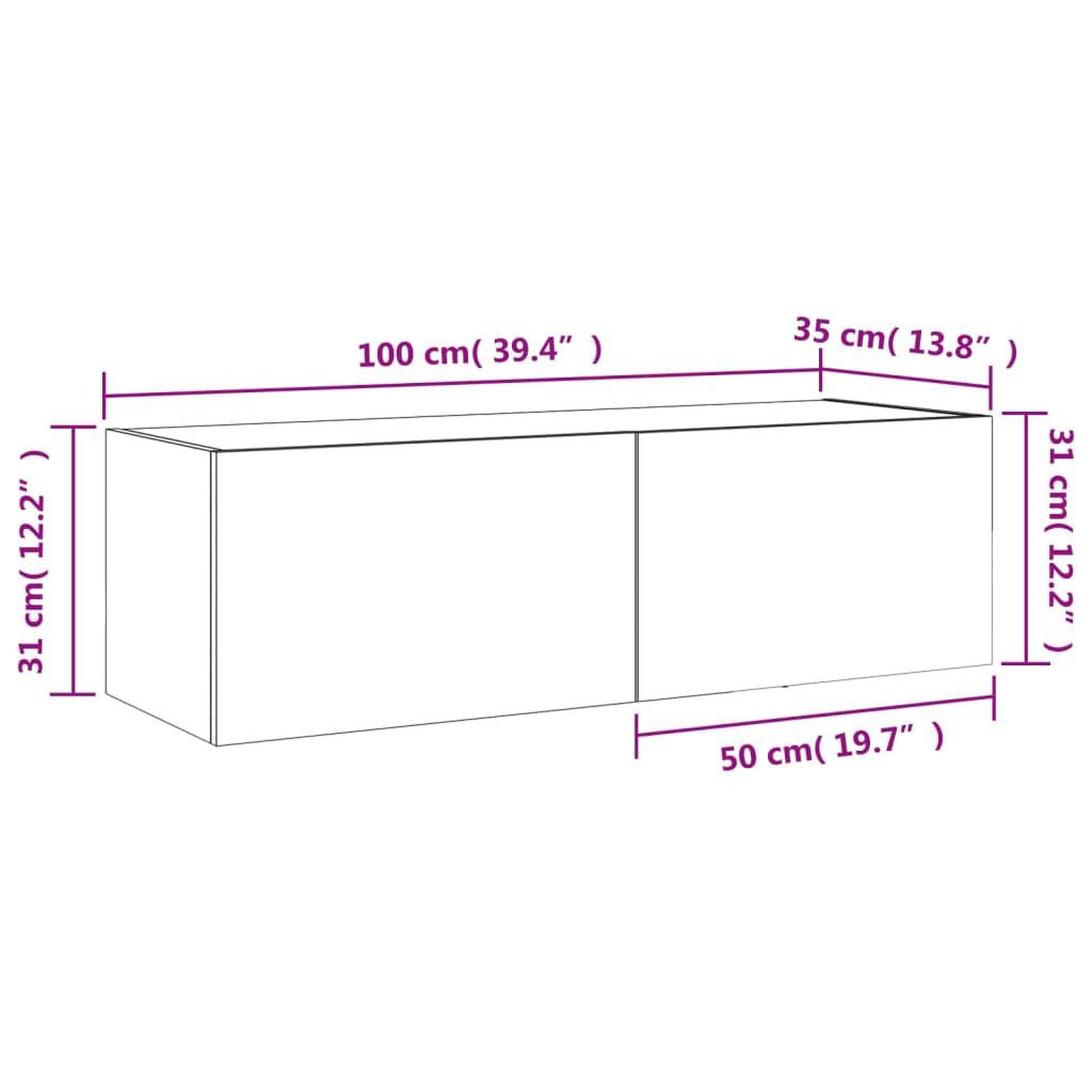 Voir la diapositive 6 : VIDAXL Meuble TV mural avec lumieres LED chene fume 100x35x31 cm