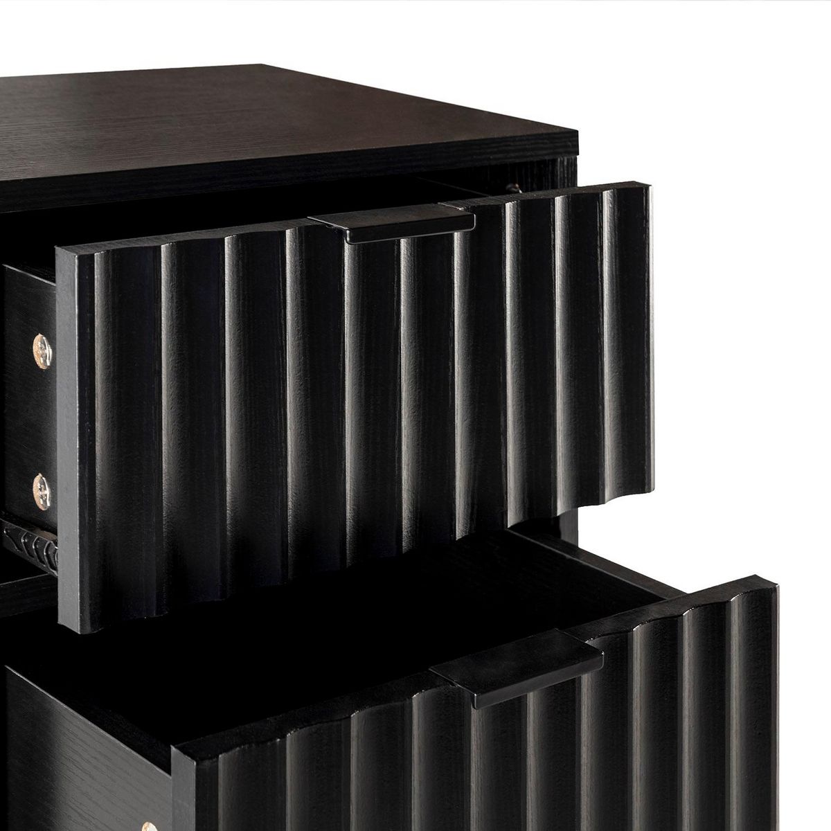 VS VENTA-STOCK Table de chevet Lluvia 2 tiroirs couleur noir